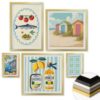 WANDBILDER 5er Set - 50x50 cm & 20x30 cm & 40x60 cm Goldrahmen - Blumenwein Mailand Paris - Goldfarben, Kunststoff (40/60cm) - ArtPrintCave