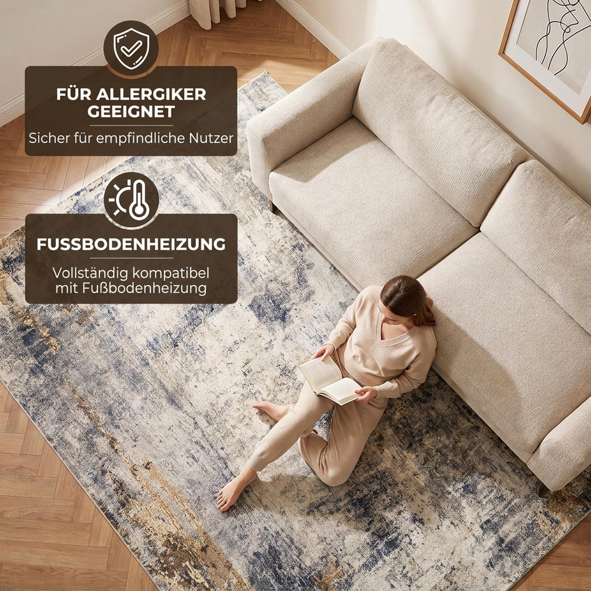 TEPPICH Polyester Grau - Grau, Textil (200/300cm) - HOMCOM