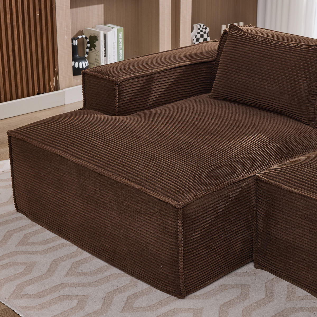 3-SITZER ECKSOFA Polyester Braun mit 2 Kissen - Braun, Textil (235/129cm) - WISHDOR