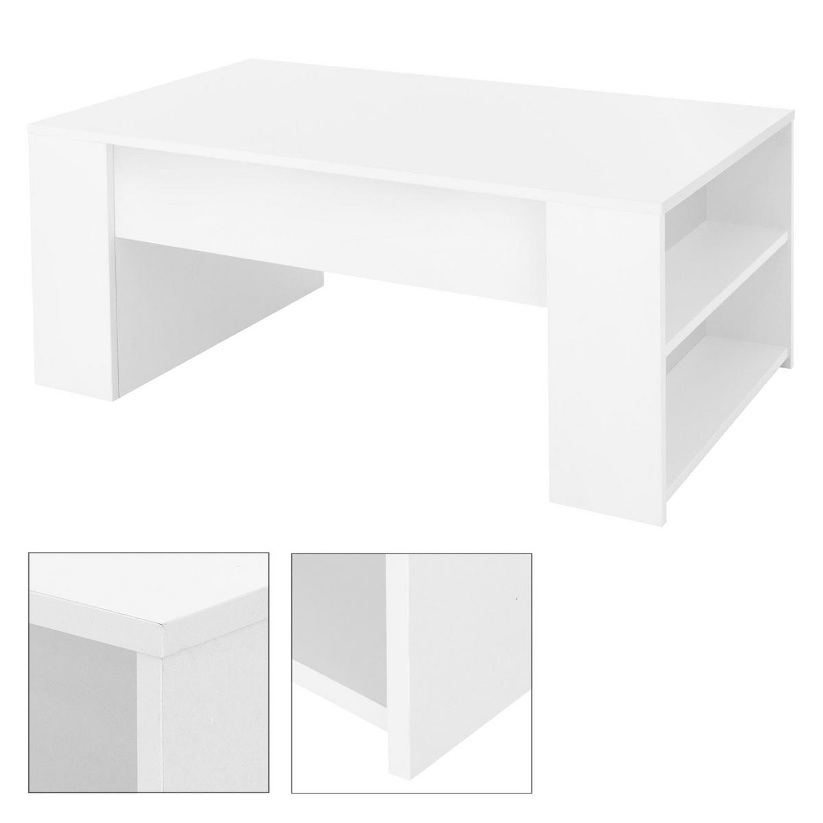 COUCHTISCH rechteckig Weiß 100/60/42 cm - Weiß, Holzwerkstoff (60/42/100cm) - ML-DESIGN