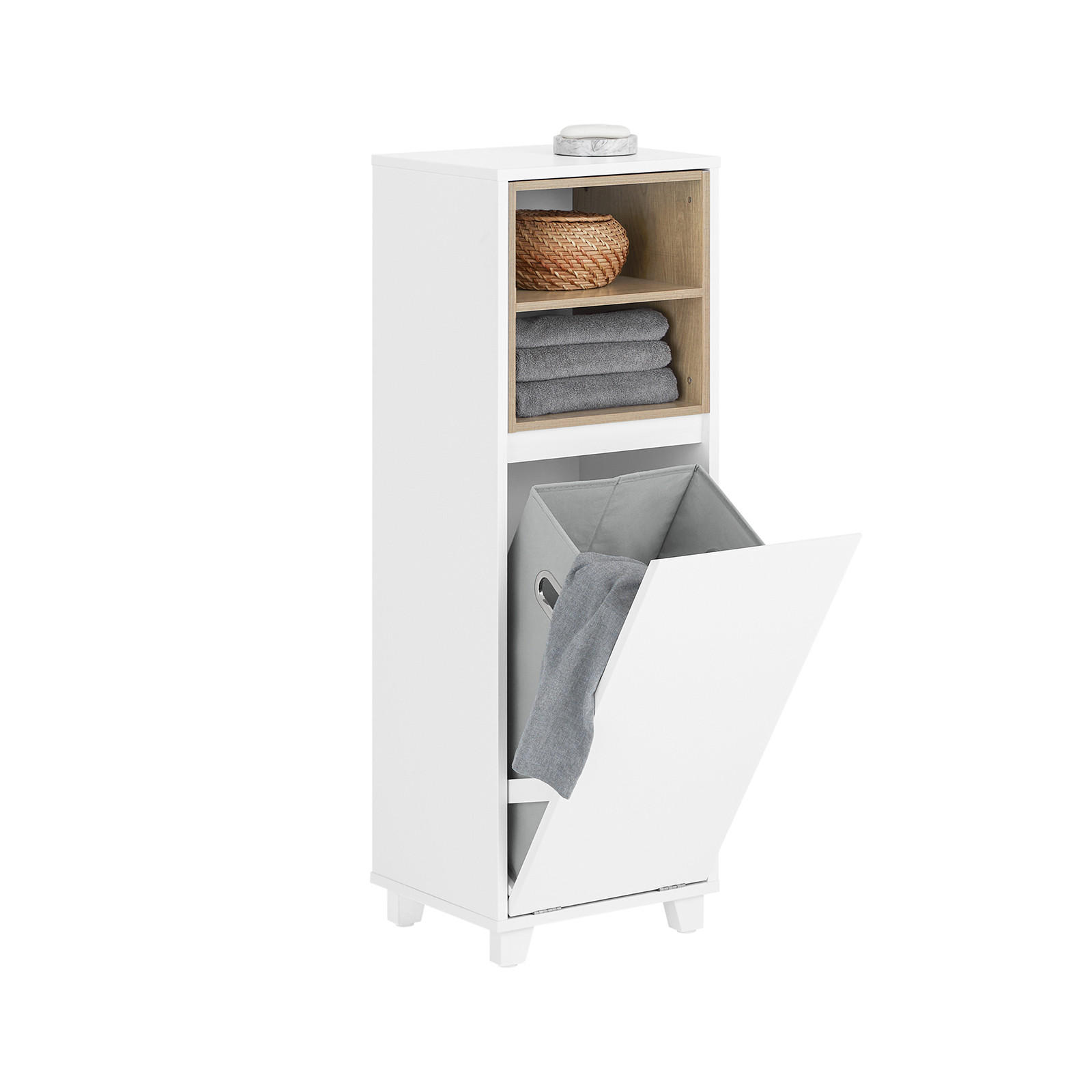 WÄSCHESCHRANK Weiß - Weiß, Holzwerkstoff (35/105/30cm) - SoBuy
