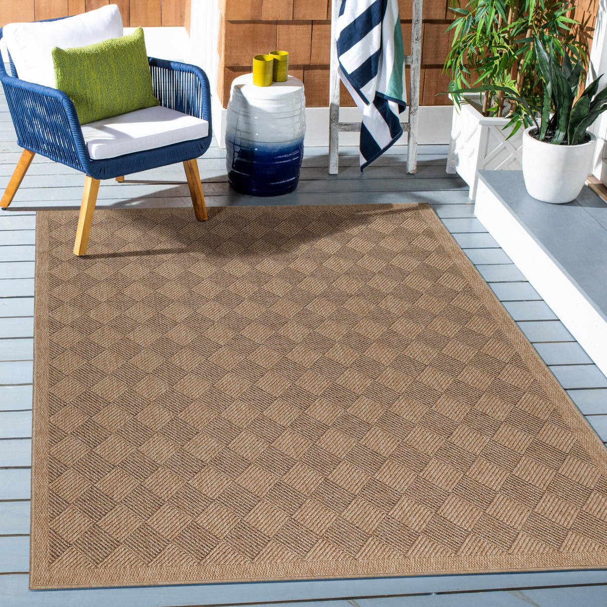 TEPPICH Outdoor Flachgewebe Vintage Polypropylen Balkon Schwarz Rechteckig 200x290 - Schwarz, Textil (200/290cm) - KADIMA DESIGN