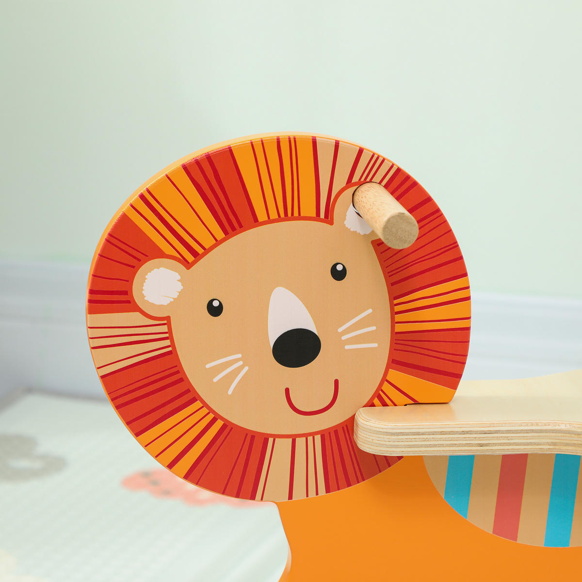 SCHAUKELPFERD DE-18249 Holz-Löwe mit Lenker und stabiler Basis Orange - Orange, Holzwerkstoff (27/50/59cm) - ComfortXL