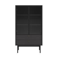 VITRINE Olar II Holzoptik Esche Portland Schwarz 85 cm - černá/zlatá, kov/kompozitní dřevo (85/150/41cm) - Selsey