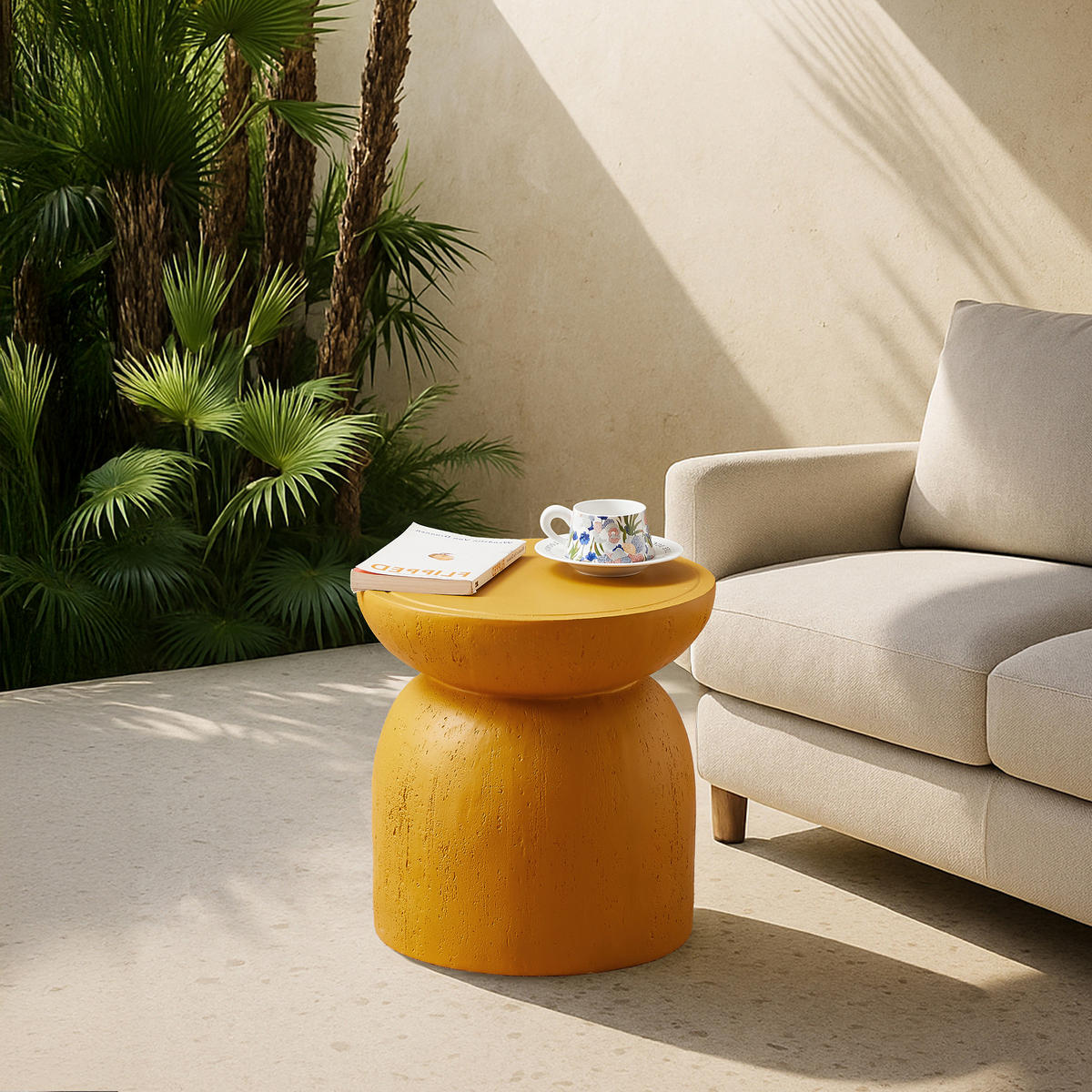 BEISTELLTISCH Rund Gelb 45 x 45 x 52 cm - Gelb, Metall (40/40/40.5cm) - Nordlys