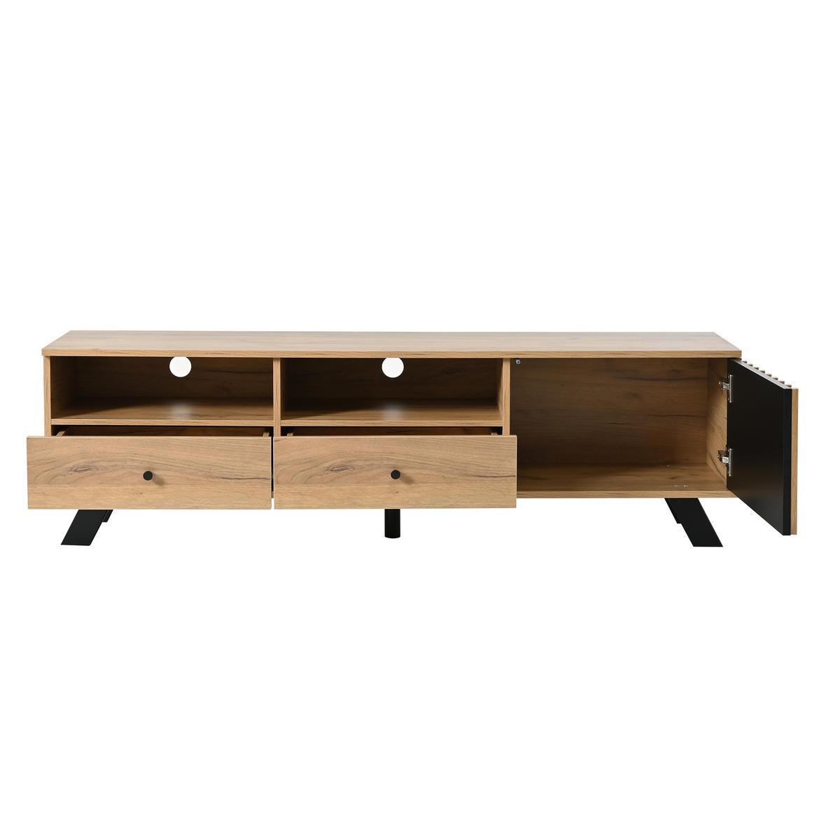 TV-ELEMENT 150/38/44 cm Naturholz mit 2 Schubladen - Naturfarben, Holz (150/44/38cm) - Oxeza