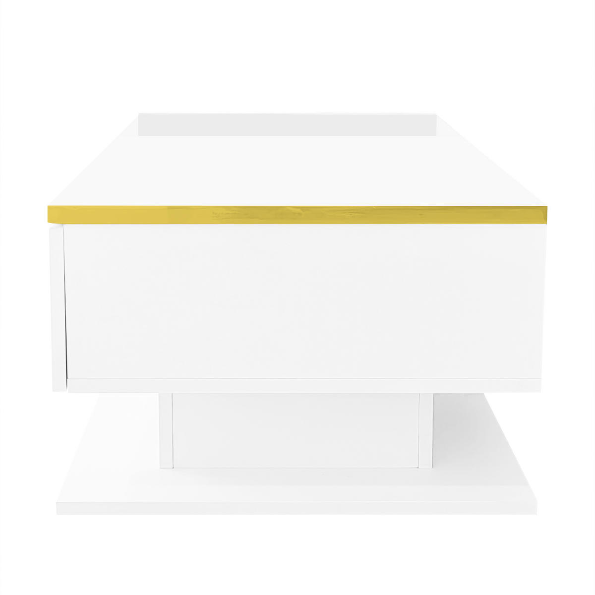 COUCHTISCH in Weiß mit LED-Beleuchtung und Glasplatte für Wohnzimmer, B100/T50/H32,5 cm - Weiß, Holzwerkstoff (50/100/32.5cm) - STILVORA