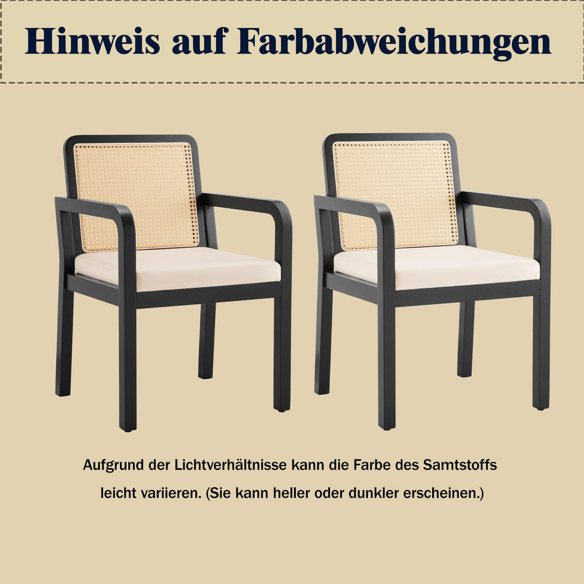 ESSZIMMERSTÜHLE 2er-Set mit Rattan-Rückenlehne - Beige, Holz (56/83/57cm) - Urban Meuble