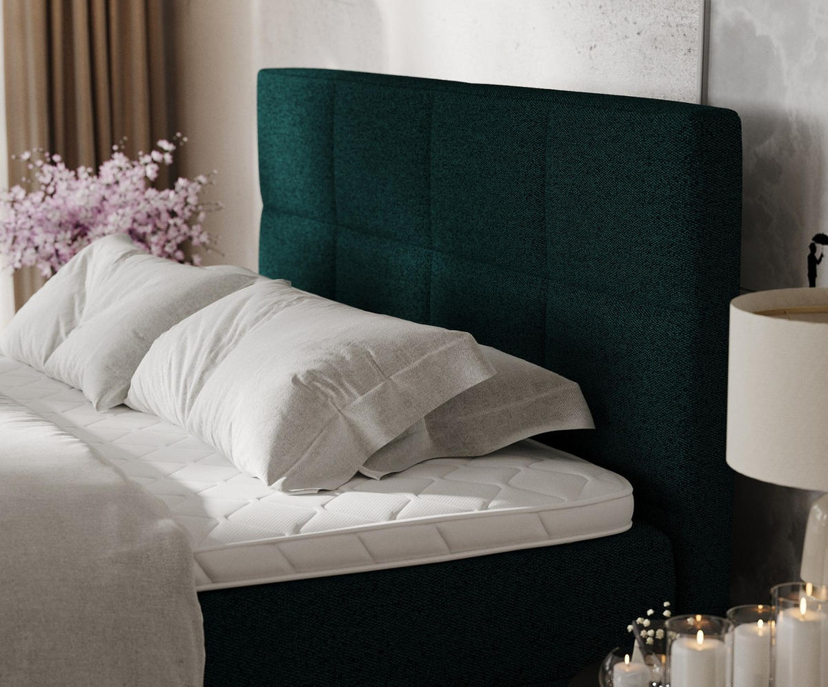 BOXBETT Velto 180/200 cm Grün im Riva Stoff - Schwarz/Grün, Holz/Holzwerkstoff (180/200cm) - AltaBeds