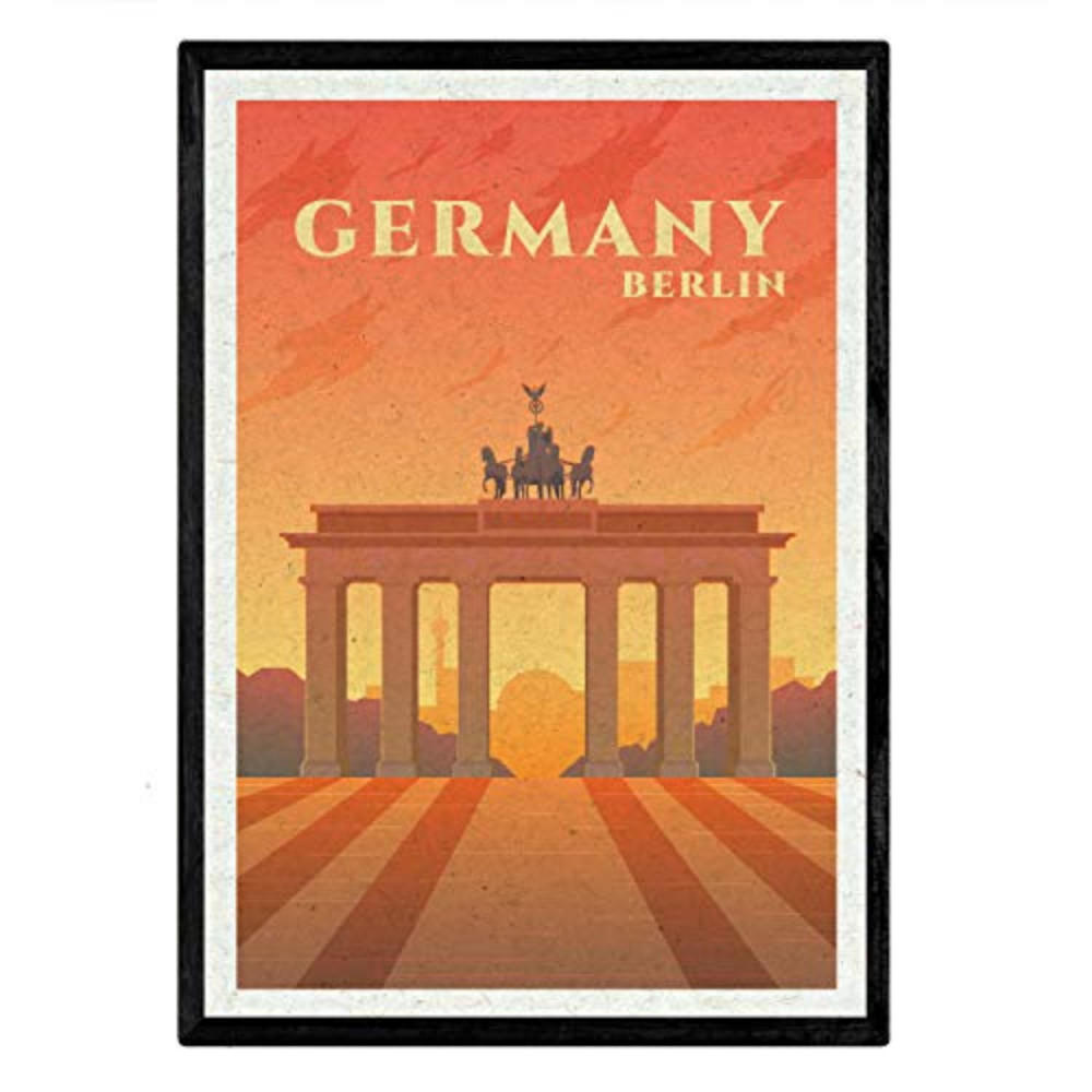 POSTER Berlin Stadtfarben A4 Schwarzer Rahmen - Schwarz, Papier (29.7/5/21cm) - Nacnic