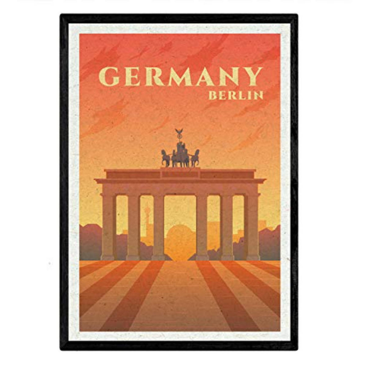 POSTER Berlin Stadtfarben A4 Schwarzer Rahmen - Schwarz, Papier (29.7/5/21cm) - Nacnic