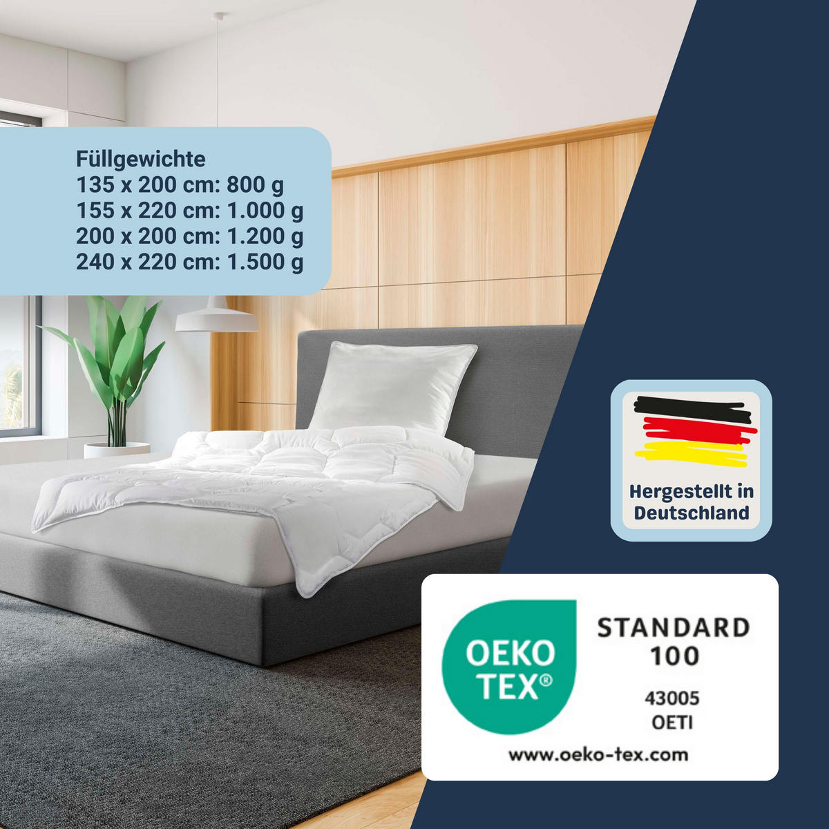 STEPPBETT Softline, verschiedene Wärmestufen, Allergikergeeignet, Ausführung: Steppbett, Größe: 200 x 200 cm - Weiß, Textil (200/200cm) - Betten-ABC