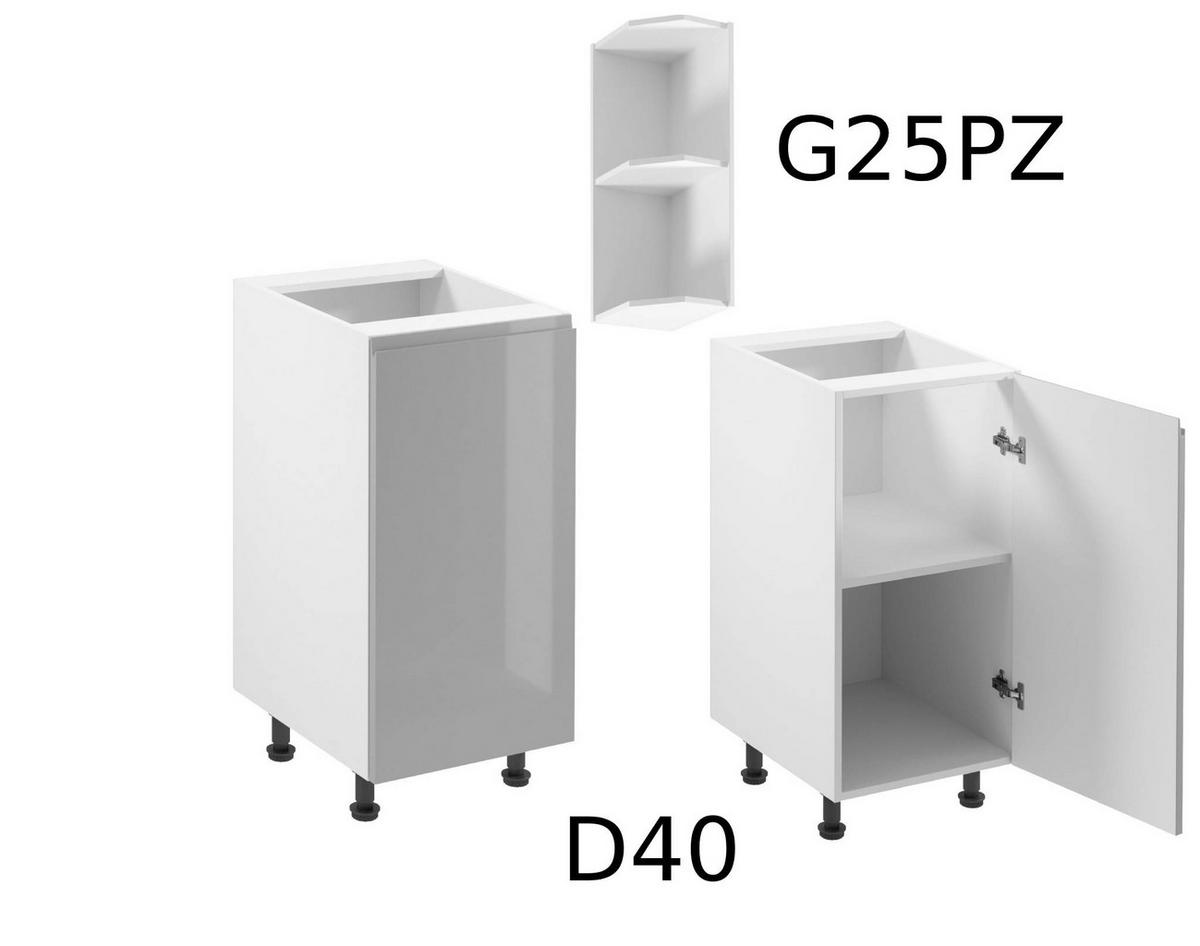 WINKELKÜCHE 240 cm x 280 cm - Aspen KA11-M280 - in Grau/Hochglanz - Grau, Holz (520/212/58cm)