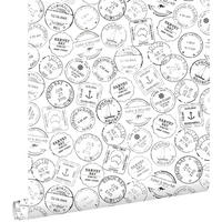 TAPETE australische Surf-Stempel 53 cm x 10.05 m - Schwarz, Papier (53/0.1cm) - ESTAhome