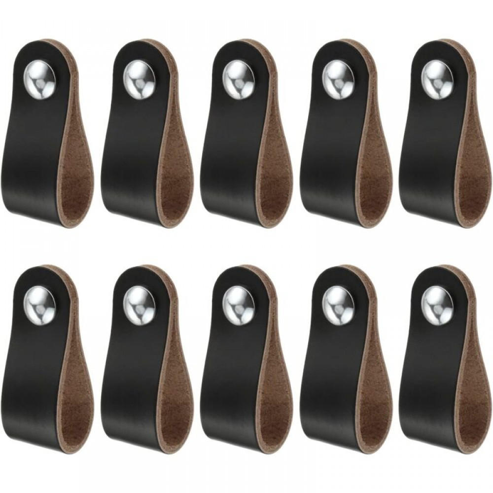 MÖBELGRIFF 10er-Set Leder - Schwarz, Leder (1/1/14cm)