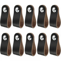 MÖBELGRIFF 10er-Set Leder - Schwarz, Leder (1/1/14cm)