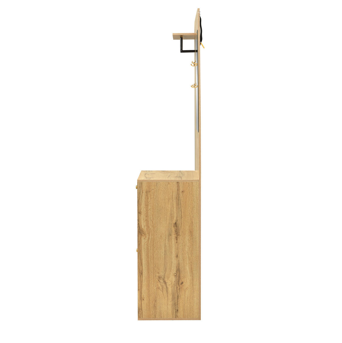 GARDEROBE 110/185,5/37 cm Schwarz/Natur aus MDF mit Spiegel - Schwarz, Holzwerkstoff (37/185.5/110cm) - OKMYHOME