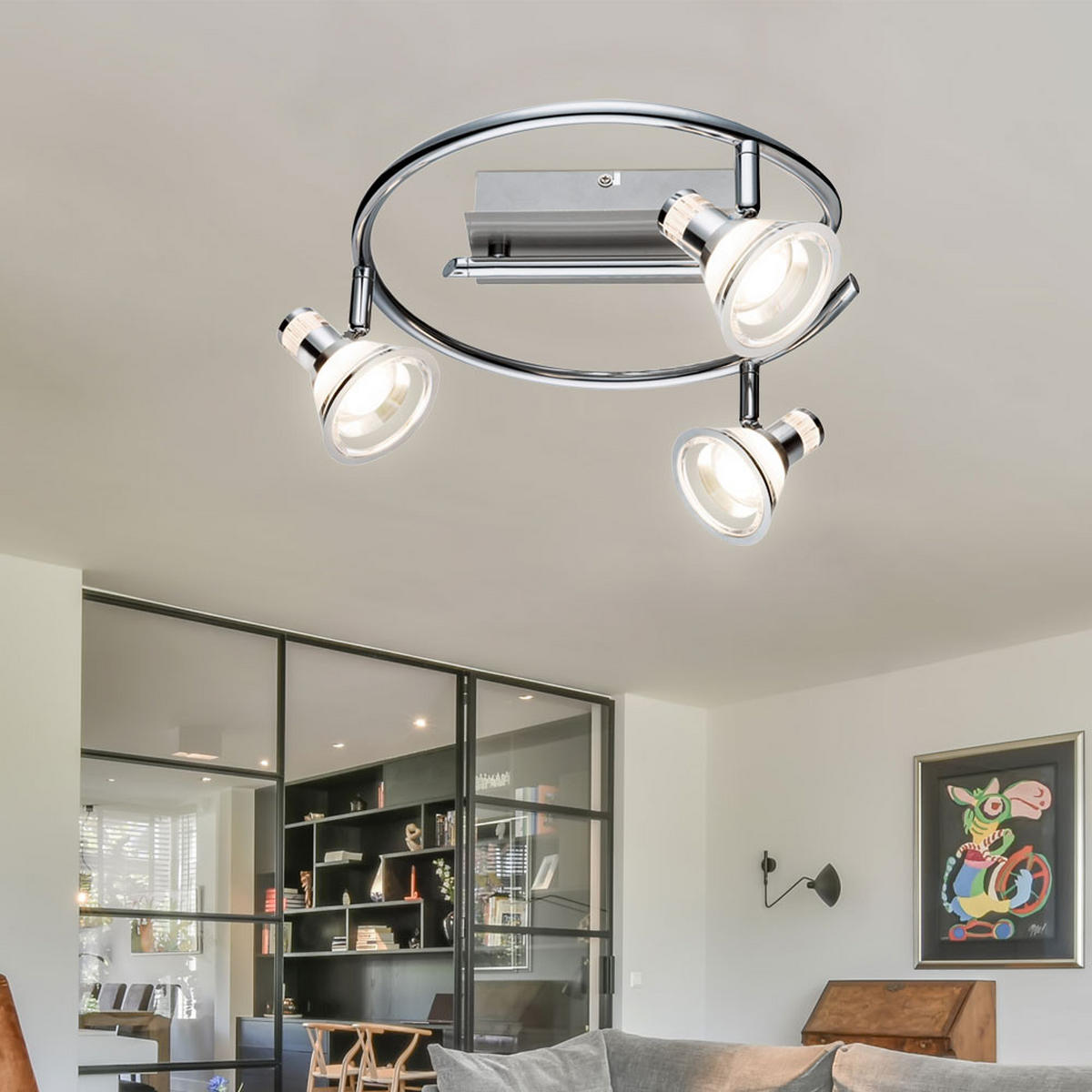 LED DECKENLEUCHTE TAKIRO Chrom Silber - Silberfarben, Metall (15/15/15cm) - Globo Lighting