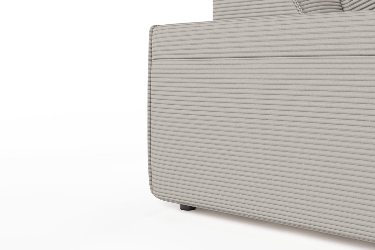 SOFA RANI Steingrau Cord - Schwarz/Grau, Kunststoff/Textil (256/71/101cm) - KAWOLA