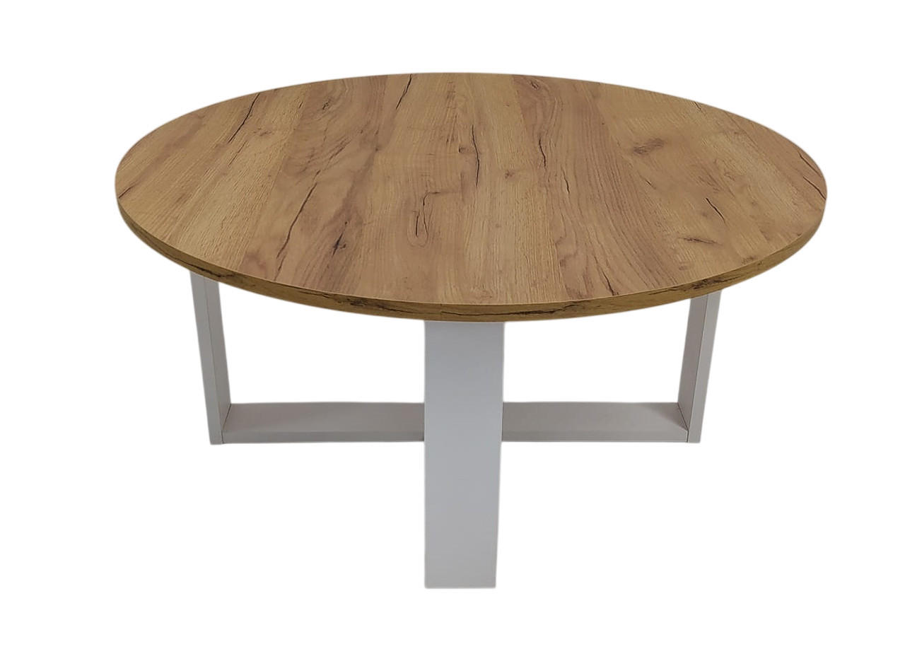 designimpex Couchtisch Eiche, Weiß 86x42x86 cm