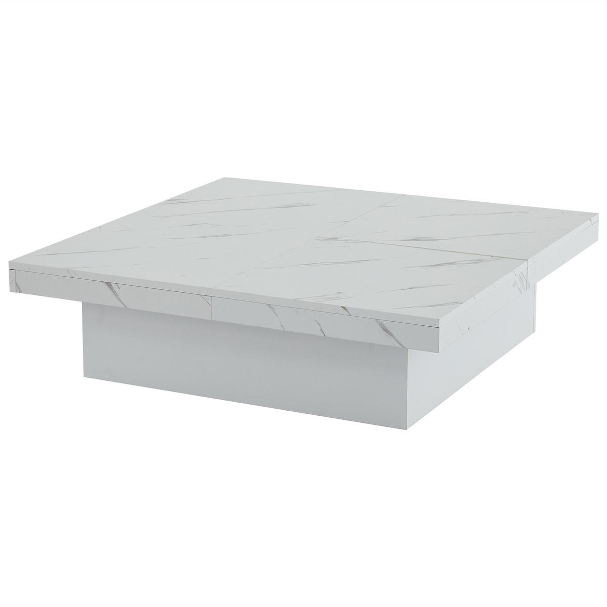 COUCHTISCH DE-212 Weiß Marmor-Optik - Weiß, Holzwerkstoff (90/90/25cm) - ComfortXL