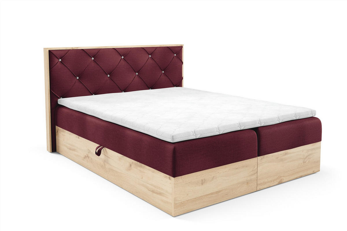 BOXBETT Helios Premium - Bordeaux, Holzwerkstoff/Textil (140/200cm) - Fun Möbel