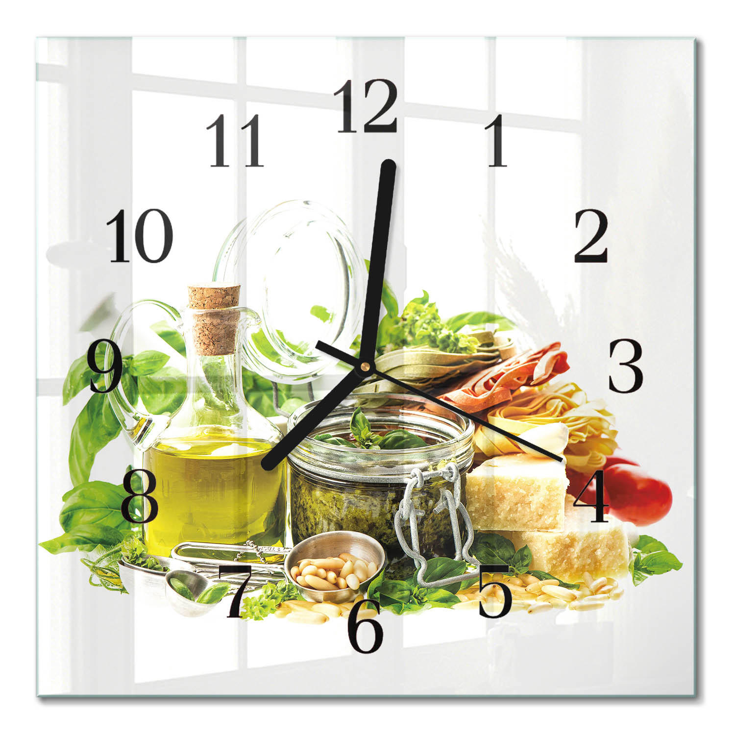 WANDUHR 30x30 cm - Nudeln mit Öl - Multicolor, Glas (30/30/0.4cm) - TULUP