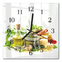 WANDUHR 30x30 cm - Nudeln mit Öl - Multicolor, Glas (30/30/0.4cm) - TULUP