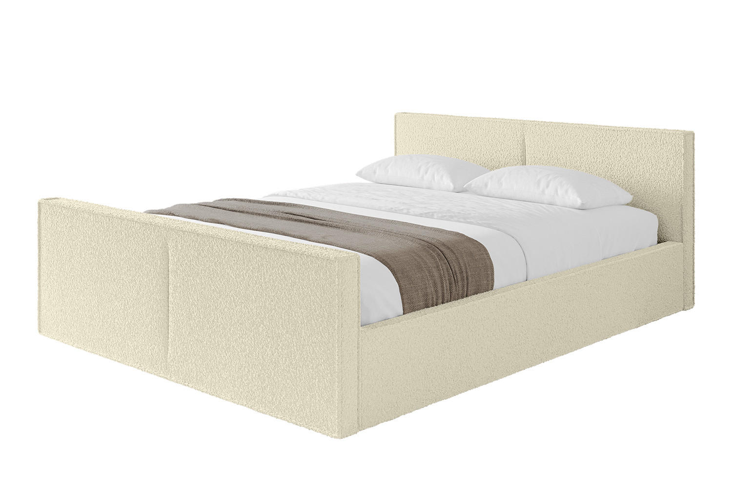 POLSTERBETT mit Bettkasten, Fußteil und Lattenrost, Boxbett mit Matratze H3/H4 - EMMI-Z-V1 180x200 Beige - Taupe, Holzwerkstoff/Textil (180/200cm) - ALTDECOR