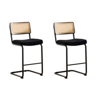BARHOCKER DE-36899 2er-Set mit Holzrahmen und Rattan-Optik Schwarz - Schwarz, Metall (53.5/98/47cm) - ComfortXL
