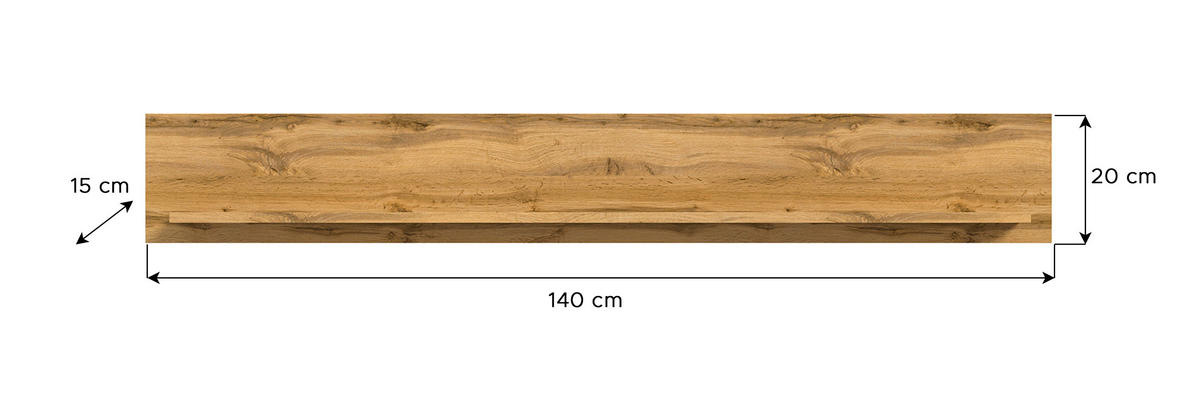 WANDBOARD JAM (B/H/T: ca. 140/20/15 cm) in Wotan Eiche Nachbildung/weiß - Eiche Wotan, Holzwerkstoff (140/20/15cm)