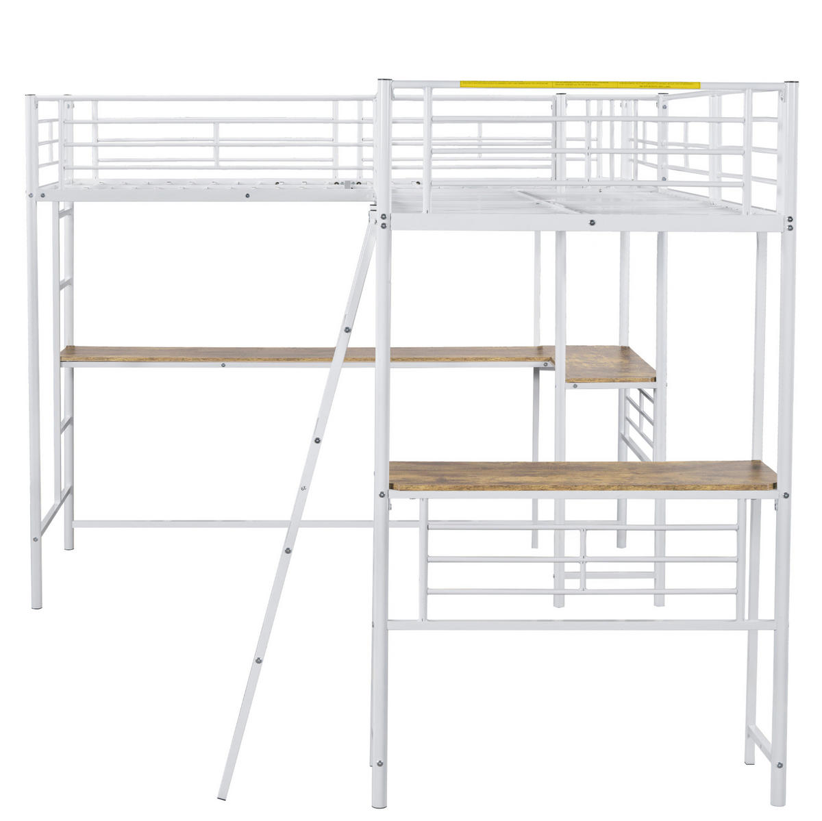 HOCHBETT 90/200 cm Weiß mit Tisch und Doppeltreppe - Weiß, Metall (140/200cm) - OKWISH