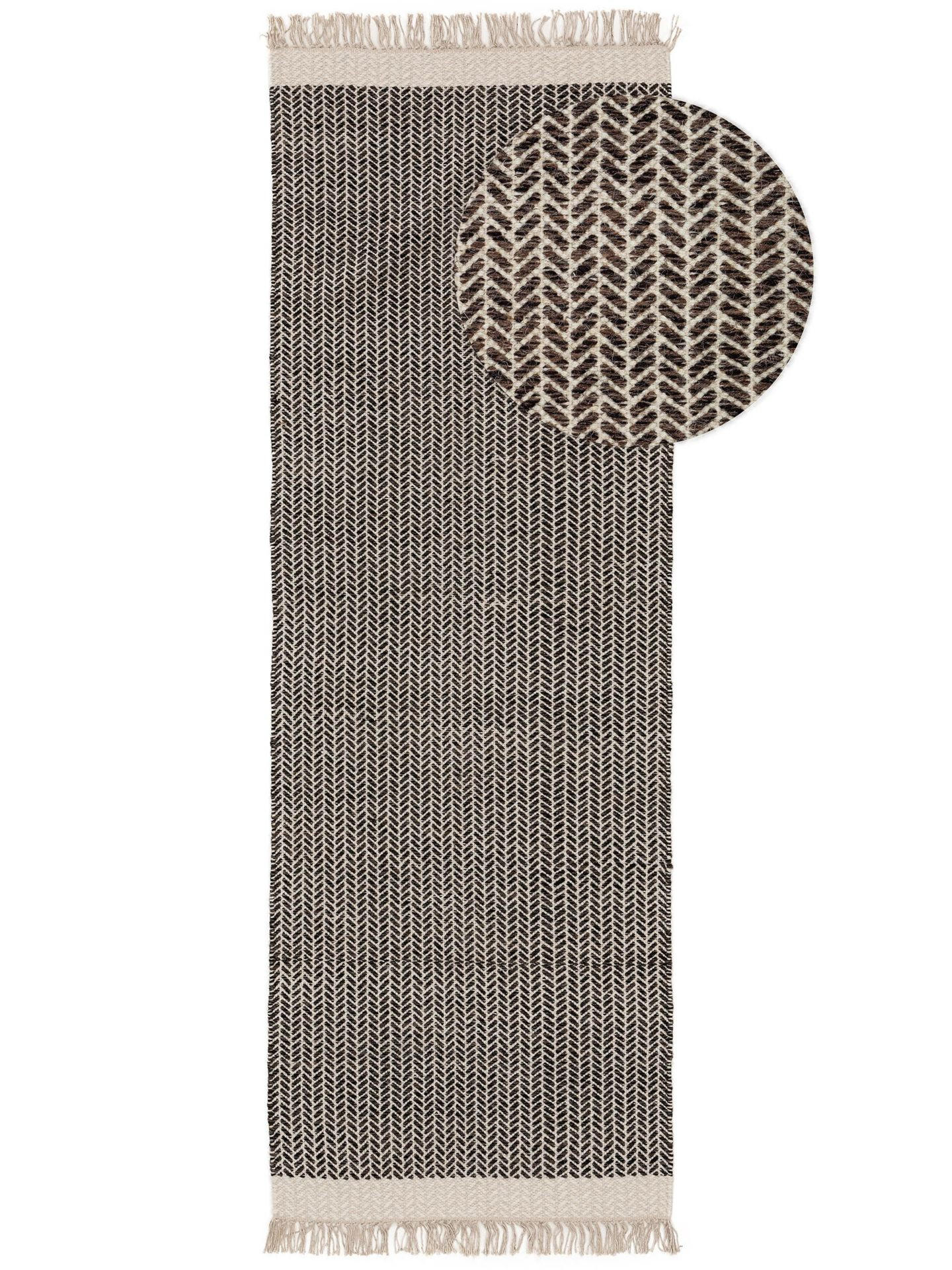 WOLLTEPPICH-LÄUFER Kim Schwarz/Weiß 70x200 cm - Schwarz, Naturmaterialien/Textil (70/1cm) - KUNSTLOFT