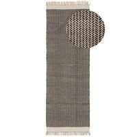 WOLLTEPPICH-LÄUFER Kim Schwarz/Weiß 70x200 cm - Schwarz, Naturmaterialien/Textil (70/1cm) - KUNSTLOFT