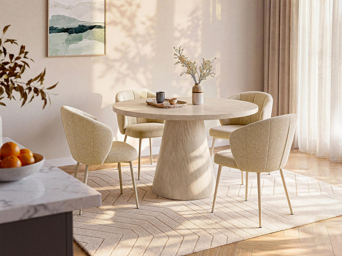 ESSTISCH - 4 Personen - Holz, Platte - Beige LARIOZA - Beige, Holz (120/120/75.5cm) - Vente-Unique