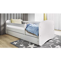 KINDERBETT ohne Motiv 80x160 cm mit Schublade, Rausfallschutz & Lattenrost, Weiß - Weiß, Holzwerkstoff (80/160cm) - RAUMHIRSCH FURNITURE