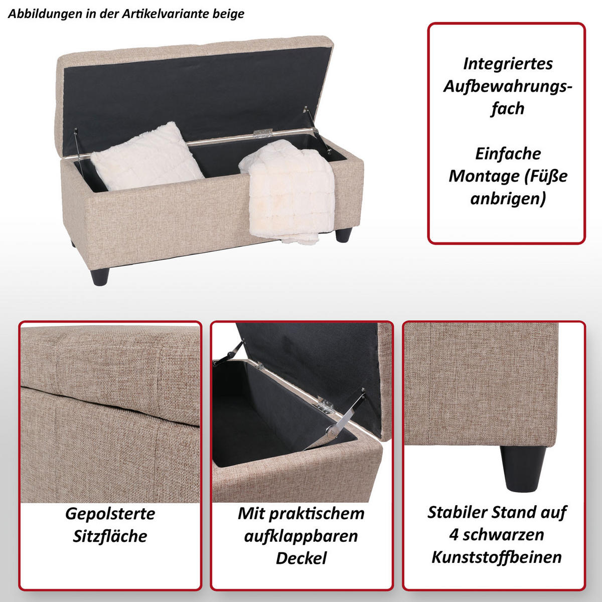 AUFBEWAHRUNGS-TRUHE Grau - Grau, Textil (114/45/45cm) - Jamb