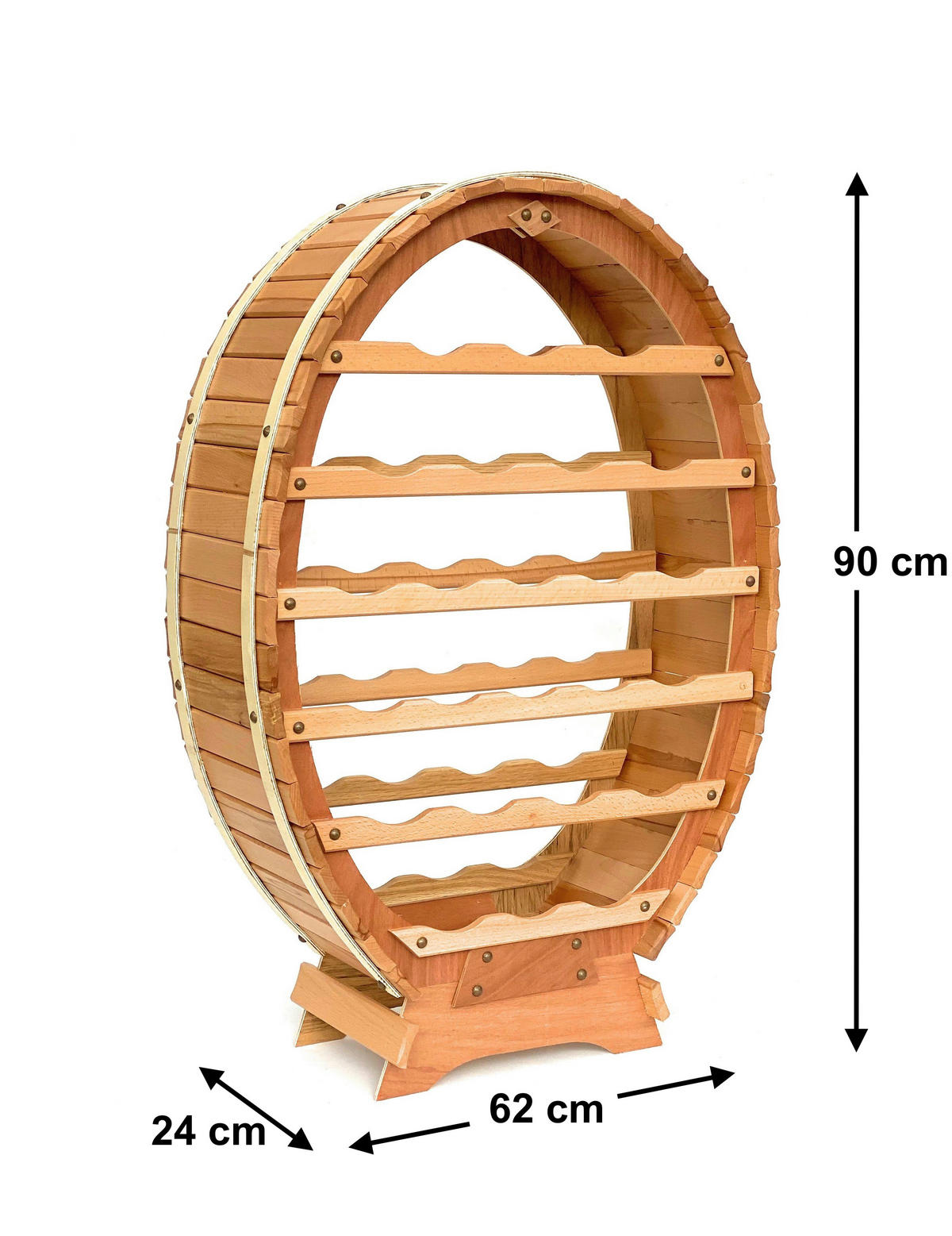 WEINREGAL Weinfass für 24 Flaschen Natur Holz Stehend - Braun, Holz (62/90/24cm) - DanDiBo