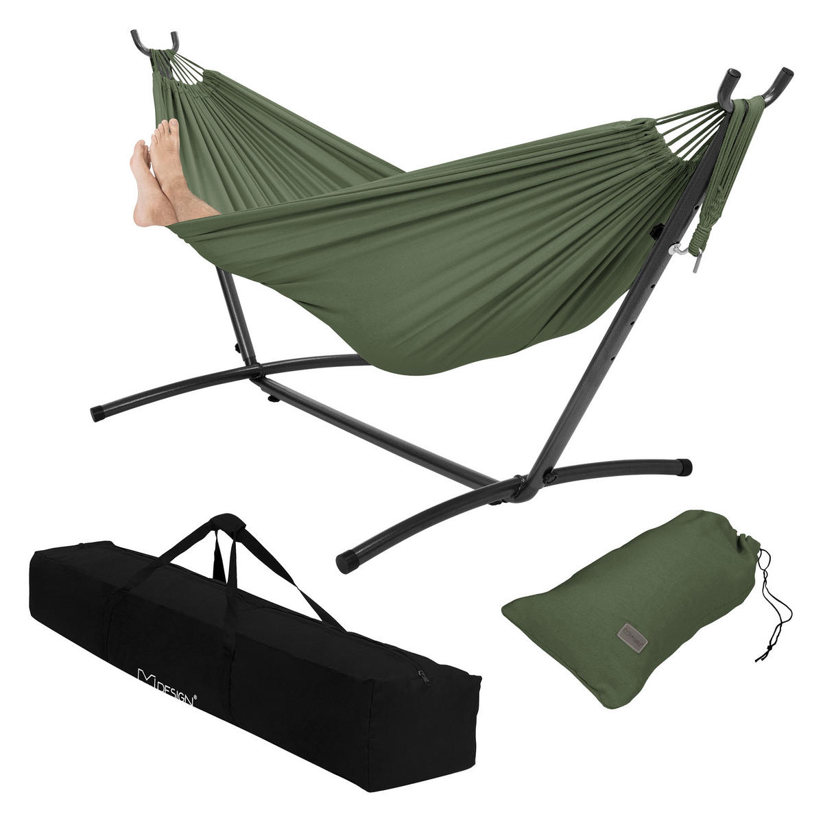 HÄNGEMATTE khaki - Grün, Metall (99/98/255cm) - ML-DESIGN