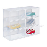 6XBOX na topánky - priehľadné, plast (34.5/19/27cm) - Relaxdays