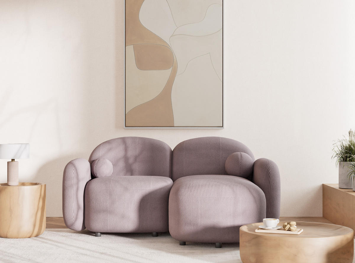 ECKSOFA Bahama Lila Samtstoff - Flieder/Schwarz, Holz/Holzwerkstoff (190/146cm) - Maison de Reve