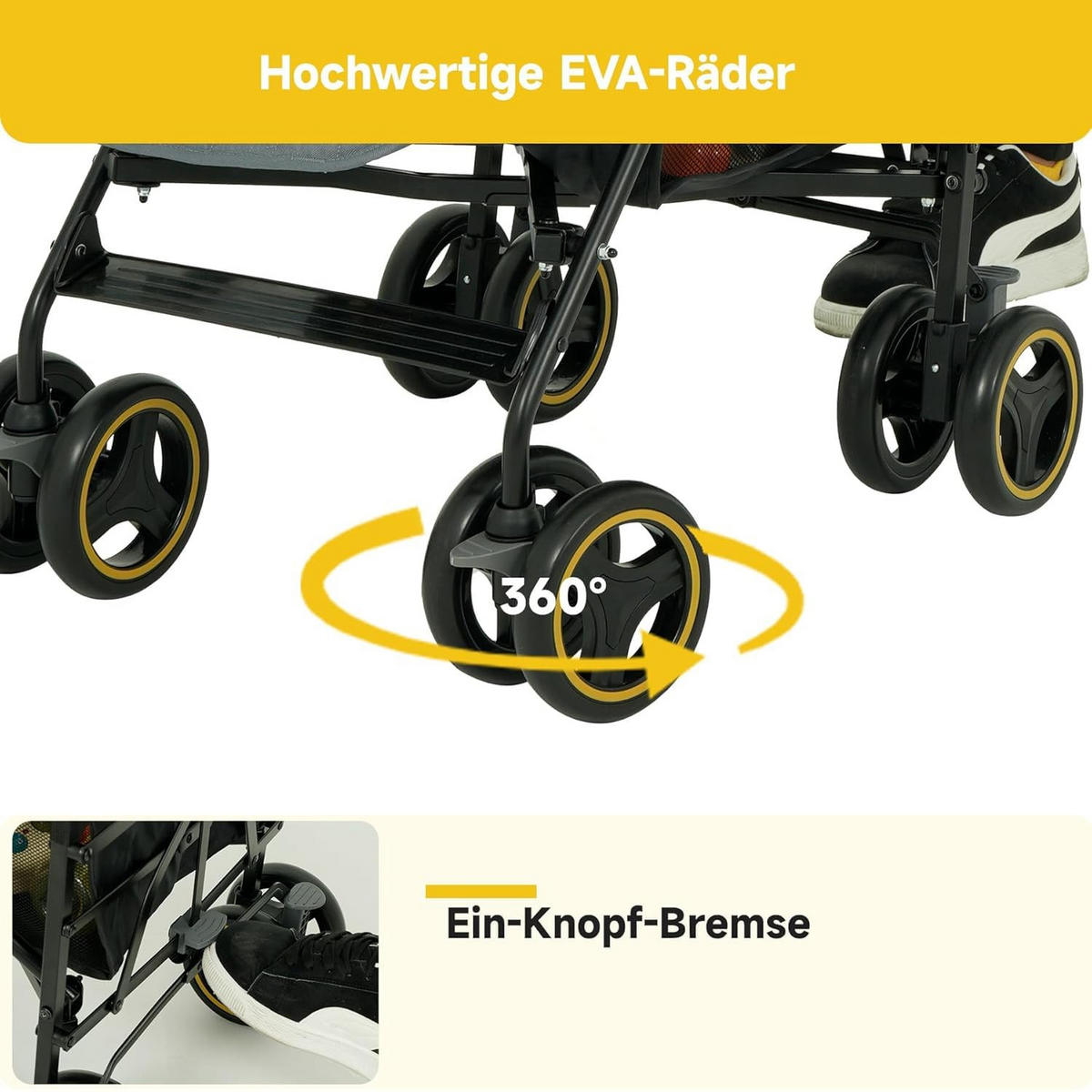 BUGGY Reisebuggy-Kompaktmodell mit Liegefunktion und Regenverdeck bis 22kg Grau - Grau, Metall (51/81/104.5cm) - Raelunyi