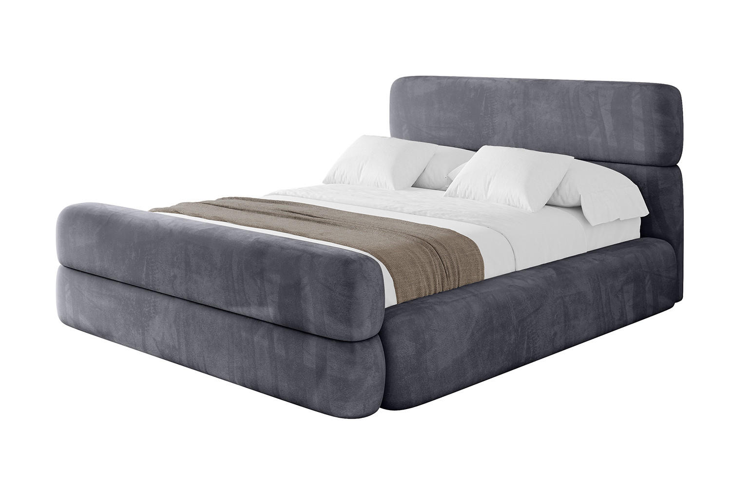 POLSTERBETT mit Bettkasten, Fußteil und Lattenrost, Boxbett ohne Matratze - ENORA-Z 120x200 Dunkelgrau - Dunkelgrau, Holzwerkstoff/Textil (120/200cm) - ALTDECOR