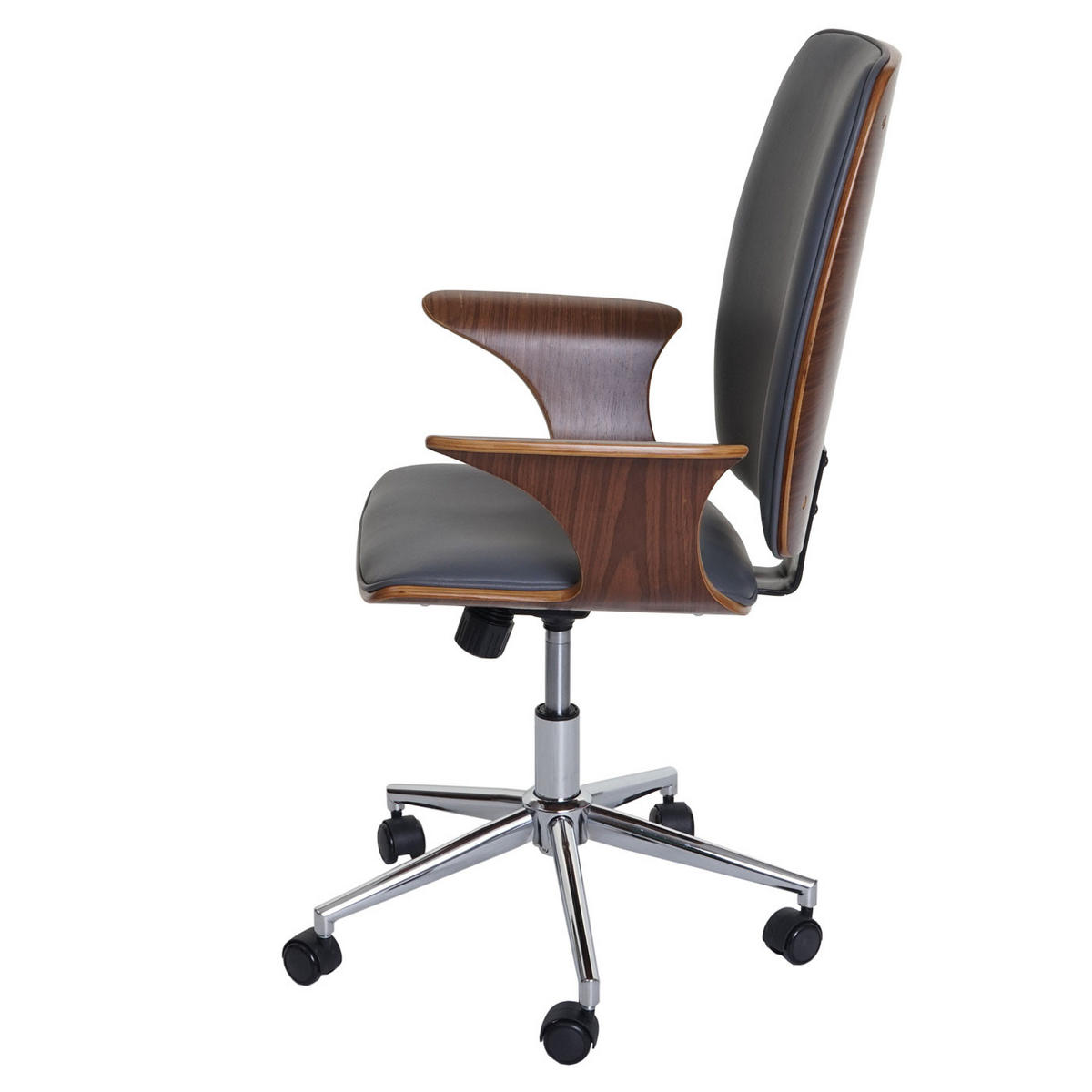 BÜROSTUHL Walnuss Dekor, Grau - Walnussfarben/Grau, Holz (66/101/67cm) - MCW
