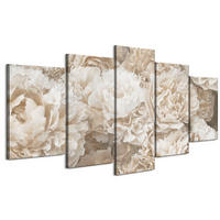 LEINWANDBILD Pfingstrosen 5-tlg. 200x100 cm - Multicolor, Holz (200/100cm) - LUMASOUL