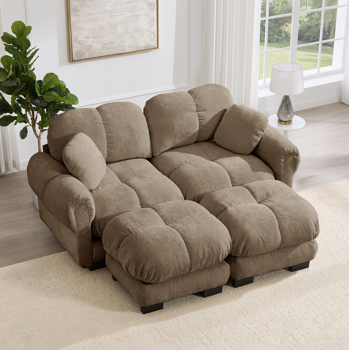 SOFA 2-Sitzer aus Chenille Braun - Braun, Holz (149/90/190.1cm) - Meubliv
