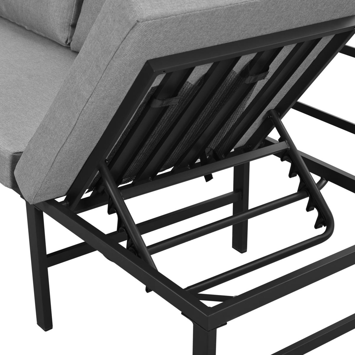 GARTENMÖBEL-SET 3-Sitzer Outdoorsofa mit Liegefunktion, Grau - Beige, Metall - ComfortXL