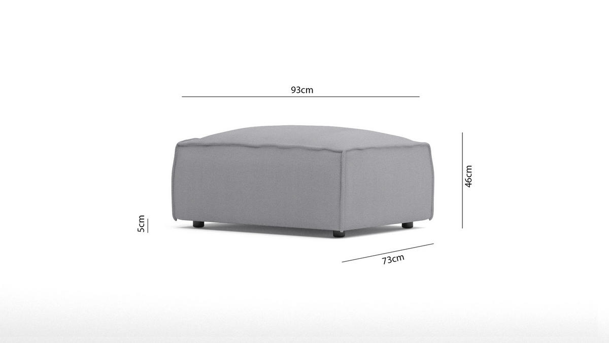 HOCKER Zenith Grau Luxusmicrofaser - Schwarz/Grau, Holz/Kunststoff (93/46/73cm) - S-Style Möbel