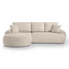 ECKSOFA Teddy L Beige, Bouclé-Stoff, links - Beige/Schwarz, Textil (270/170cm) - Beautysofa