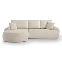 ECKSOFA Teddy L Beige, Bouclé-Stoff, links - Beige/Schwarz, Textil (270/170cm) - Beautysofa
